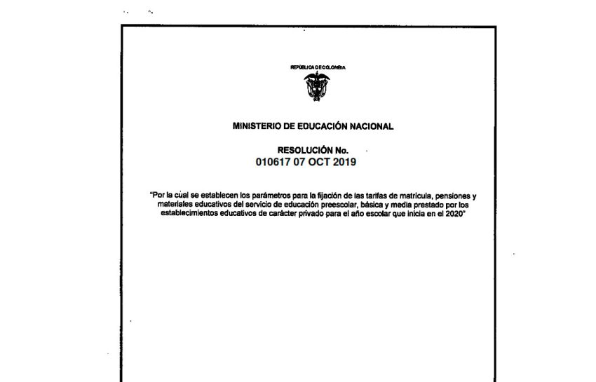 RESOLUCIÓN COSTOS EDUCATIVOS AÑO 2020