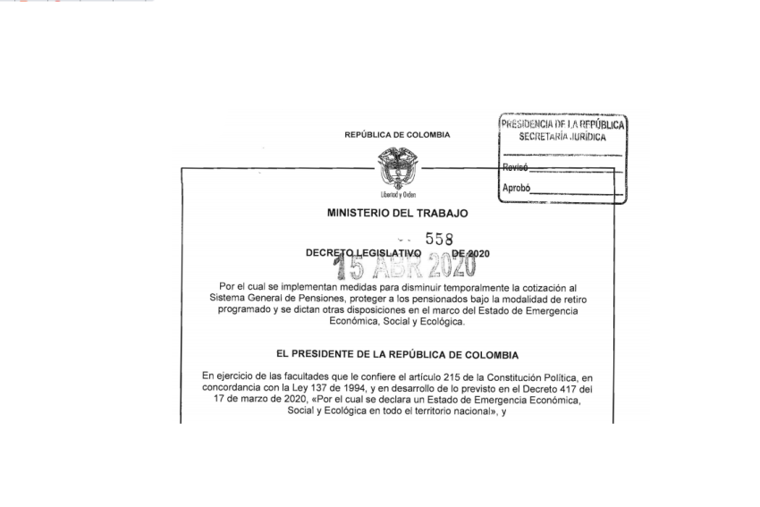 Decreto 558 de abril 15 de 2020