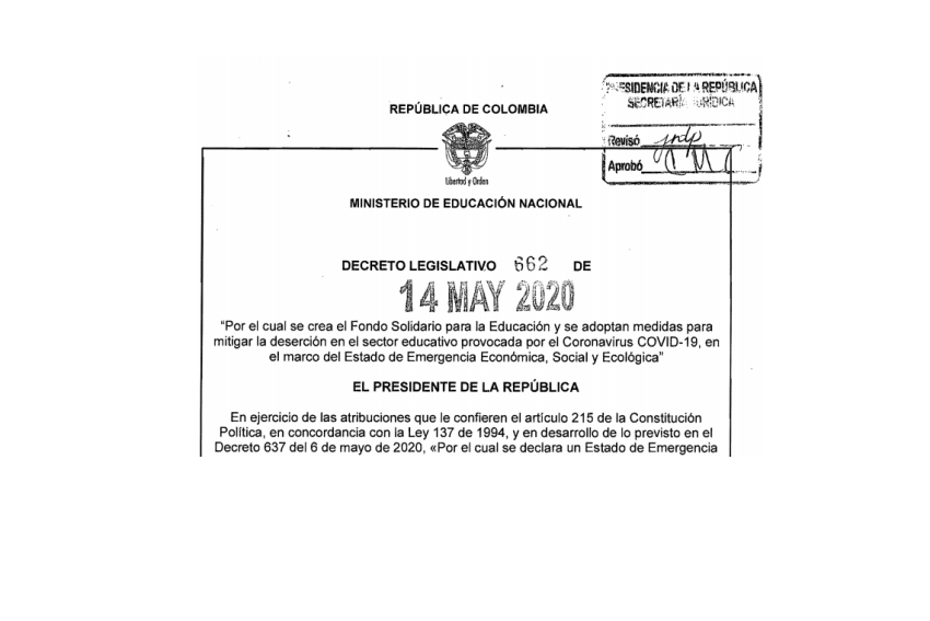 Decreto Legislativo 662 – Fondo solidario para la educación