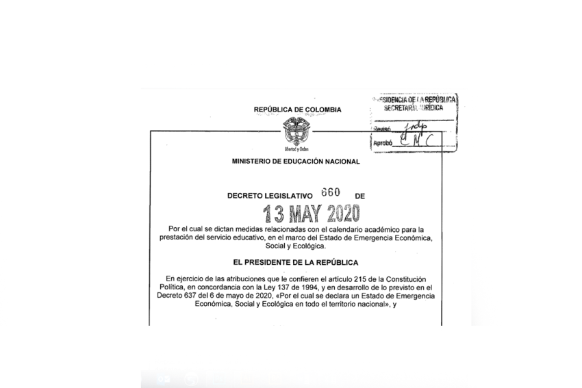 El Gobierno Nacional expide normatividad sobre flexibilidad del calendario
