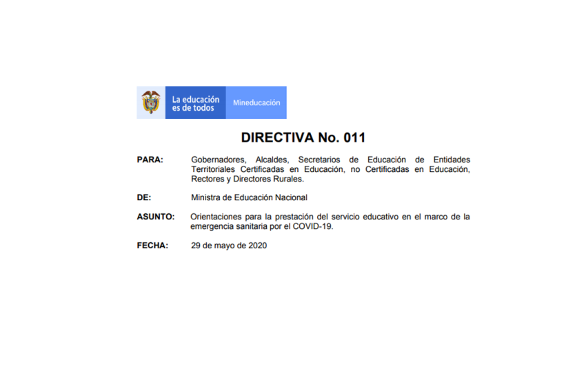 Directiva 011 con orientaciones para garantizar la prestación del servicio educativo