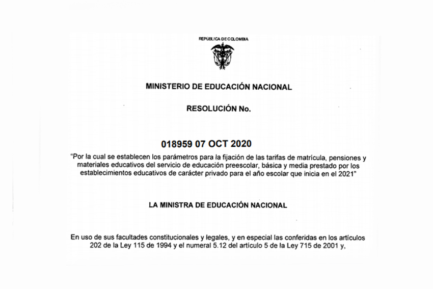Resolución Costos Educativos 2021