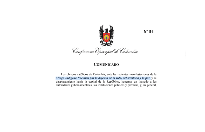 Minga Indígena Nacional por la defensa de la vida, del territorio y la paz – Comunicado