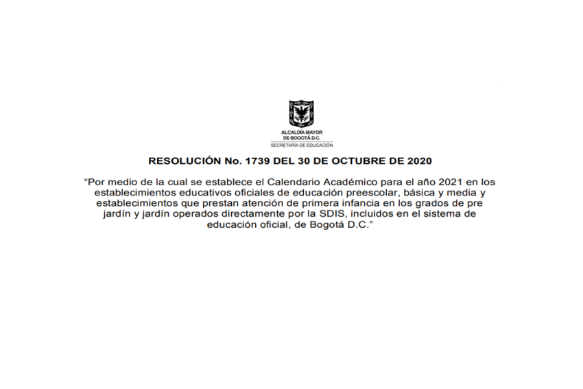 Resolución  – Calendario Escolar 2021